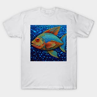 [AI Art] Fish in the sea, Optical Art Style T-Shirt